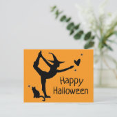 Heks Halloween Namaste Yoga Sinaasappel Zwart Mode Briefkaart (Staand voorkant)