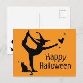 Heks Halloween Namaste Yoga Sinaasappel Zwart Mode Briefkaart (Voorkant / Achterkant)