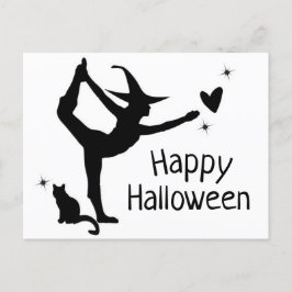 Heks Halloween Namaste Yoga Zwart Wit Modern Briefkaart