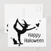 Heks Halloween Namaste Yoga Zwart Wit Modern Briefkaart (Voorkant / Achterkant)
