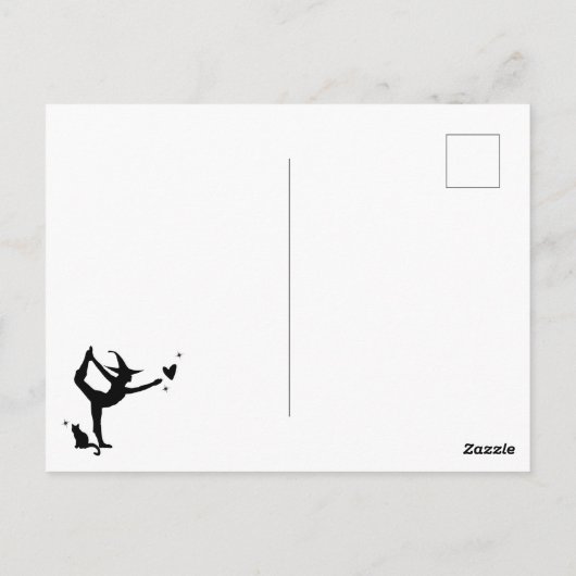 Heks Halloween Namaste Yoga Zwart Wit Modern Briefkaart (Achterkant)