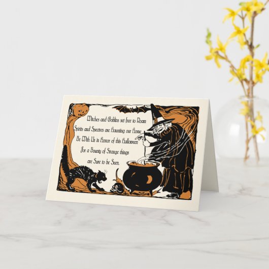  heks Halloween Party Invitation Kaart (Gele Bloem)