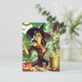  Heks Halloween Pin-Up Briefkaart (Staand voorkant)