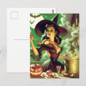  Heks Halloween Pin-Up Briefkaart (Voorkant / Achterkant)