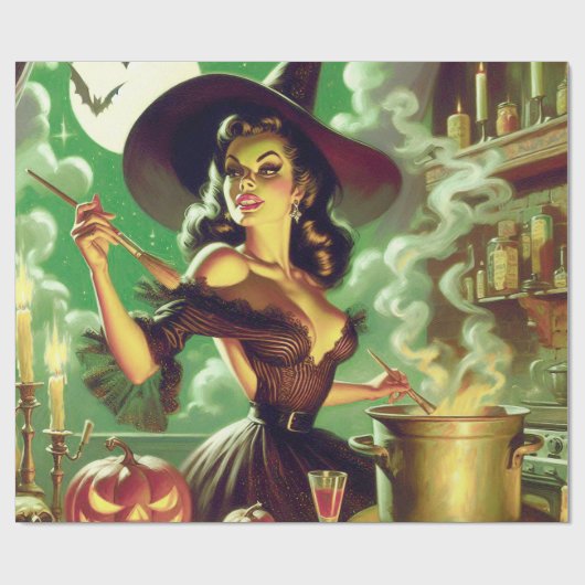  Heks Halloween Pin-Up Cadeaupapier (Vlak)