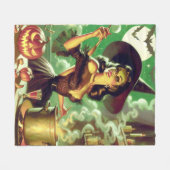  Heks Halloween Pin-Up Fleece Deken (Voorkant (Horizontaal))