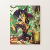Heks Halloween Pin-Up Legpuzzel (Verticaal)
