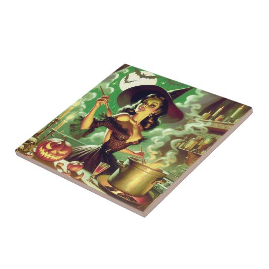  Heks Halloween Pin-Up Tegeltje (Zijkant)