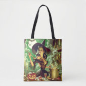 Heks Halloween Pin-Up Tote Bag (Voorkant)