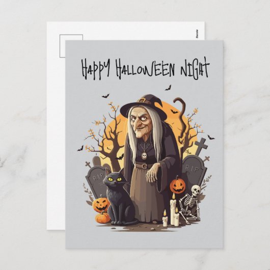🧙‍♀️ Heks Halloween-prentkaart 🎃👻 Feestdagenkaart (Voorkant / Achterkant)