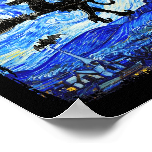 Heks Halloween Sterrennacht Van Gogh Esthetische P Poster (Hoek)