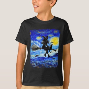 Heks Halloween Sterrennacht Van Gogh Esthetische P T-shirt