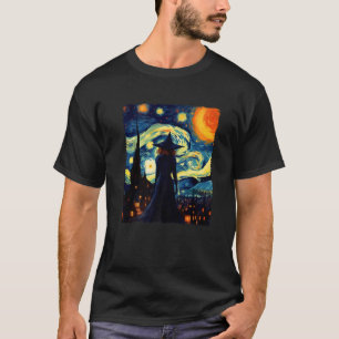 Heks Halloween Sterrennacht Van Gogh Esthetische P T-shirt