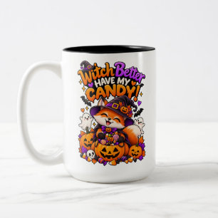 Heks, heb mijn snoep leuk Halloween vos mok