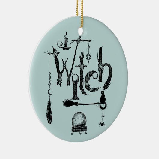 Heks heksen keramisch ornament (Rechts)