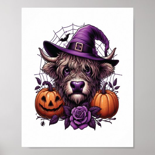 Heks Highland Halloween Koe Poster (Voorkant)