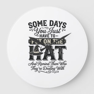 Heks hoed vintage Funny Halloween typografie ontwe Grote Klok