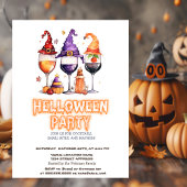 Heks Hoed Wijn Halloween Feest Uitnodiging