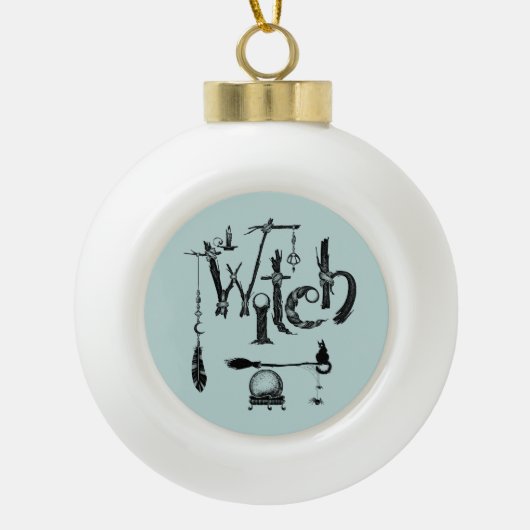 Heks Illustratieve oude wereld natuur Keramische Bal Ornament (Voorkant)