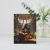 Heks in de bibliotheek briefkaart (Staand voorkant)