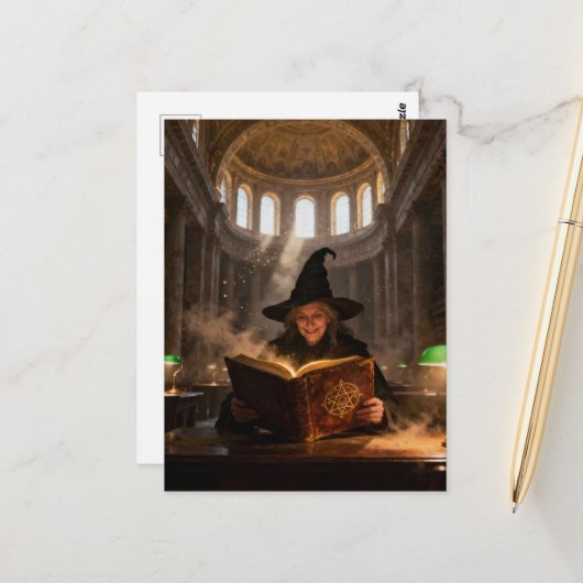 Heks in de bibliotheek briefkaart (Voorkant / Achterkant in situ)