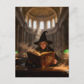 Heks in de bibliotheek briefkaart (Voorkant)