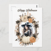  heks in Halloween krans Briefkaart (Voorkant / Achterkant)
