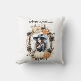  heks in Halloween krans Kussen