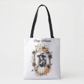  heks in Halloween krans Tote Bag (Voorkant)