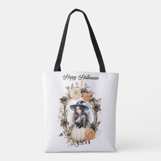  heks in Halloween krans Tote Bag (Achterkant)