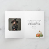 heks in het bos Elegante Halloween Foto Kaart (Binnen)