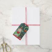 HEKS IN SNEEUWMAN TRUI, ZWARTE KAT XMAS HALLOWEEN CADEAULABEL (Met Touw)