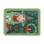 HEKS IN SNEEUWMAN TRUI, ZWARTE KAT XMAS HALLOWEEN MAGNEET (Horizontaal)