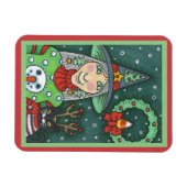 HEKS IN SNEEUWMAN TRUI, ZWARTE KAT XMAS HALLOWEEN MAGNEET (Horizontaal)