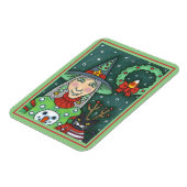 HEKS IN SNEEUWMAN TRUI, ZWARTE KAT XMAS HALLOWEEN MAGNEET (Linkerzijde)