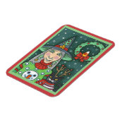 HEKS IN SNEEUWMAN TRUI, ZWARTE KAT XMAS HALLOWEEN MAGNEET (Linkerzijde)