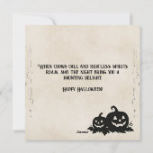  heks in spookhuis pompoenen vleermuis gotisch feestdagenkaart (Achterkant)