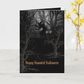 Heks in Spooky Forest Halloween Kaart (Gele Bloem)