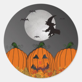 Heks in Vlucht Halloween Stickers