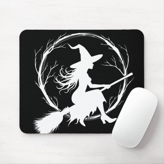 Heks in vlucht Mousepad Muismat (Met muis)