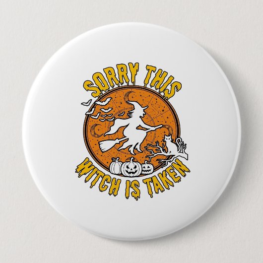 Heks Is Genomen Halloween Pompoenen Kat_1 Ronde Button 4,0 Cm (Voorkant)