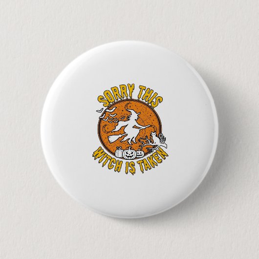 Heks Is Genomen Halloween Pompoenen Kat_1 Ronde Button 5,7 Cm (Voorkant)