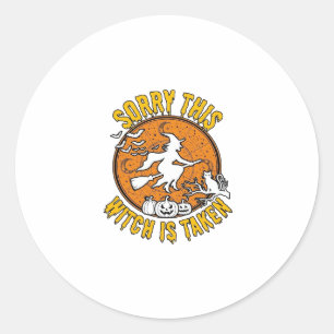 Heks Is Genomen Halloween Pompoenen Kat_1 Ronde Sticker