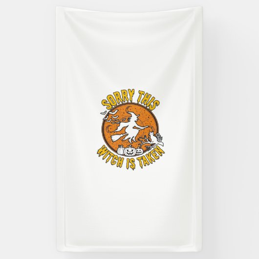 Heks Is Genomen Halloween Pompoenen Kat_1 Spandoek (Verticaal)