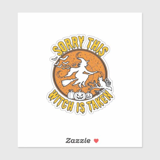 Heks Is Genomen Halloween Pompoenen Kat_1 Sticker (Vel)