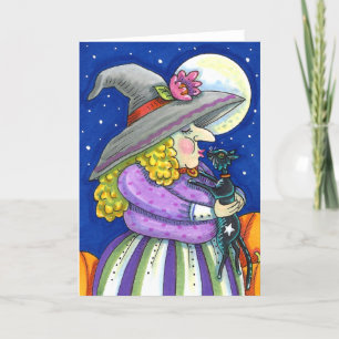 HEKS IS SMITTEN MET KITTEN, ZWARTE KAT KISS Blank Feestdagen Kaart