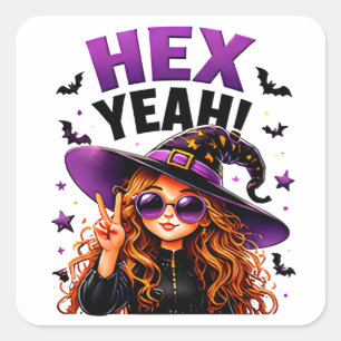 Heks Ja Grappige Heks Halloween Magische Quote Vierkante Sticker