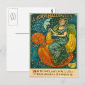 Heks Jack O Lantaarn Vogel Pompoen Halve Maan St Briefkaart (Voorkant / Achterkant)