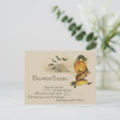 Heks Jack O' Lantaarn Zwart Kat Bat Briefkaart (Staand voorkant)