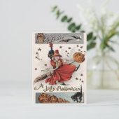 Heks Jack O lantaarn zwarte kat vleermuis uil Briefkaart (Staand voorkant)